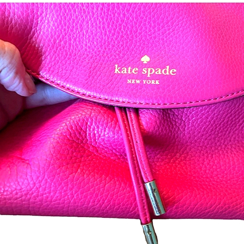 🎀BUNDLE HOLD 🎀KATE SPADE ♠️ HOT PINK  PEBBLED LEATHER BACKPACK EUC - Picture 5 of 9